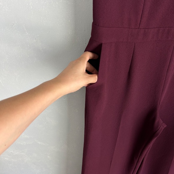 Trina Turk size 14 jumpsuit burgundy sequin collar wide leg sleeveless NEW - Picture 5 of 16